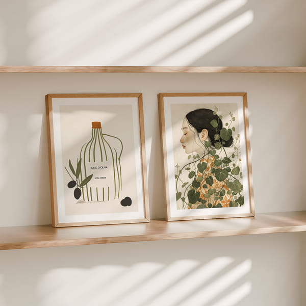 Picture wall with two softly colored nature motifs Perfect Pair Whispers Of Nature poster wall