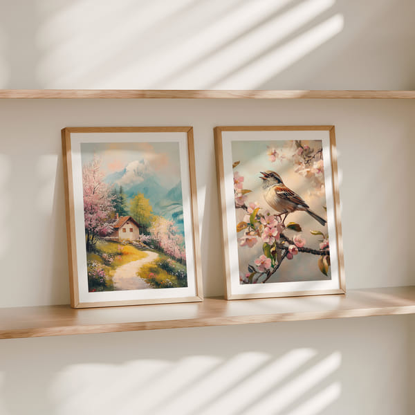 Képfal két poszterrel lágy tavaszi színekben Perfect Pair Harmony In Spring poster wall