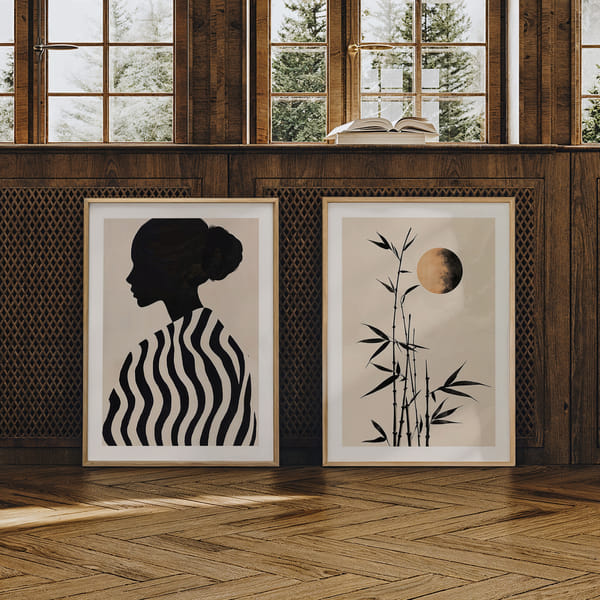 Picture wall with two elegant black and white motifs Perfect Pair Elegant Simplicity poster wall