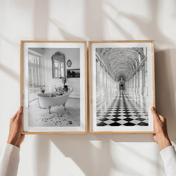 Picture wall with two black and white elegant pictures Perfect Pair Monochrome Luxury poster wall
