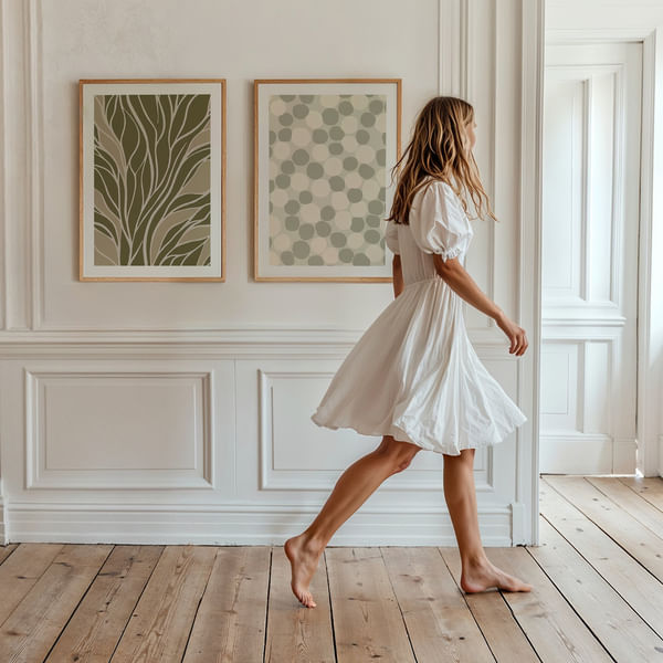 Tavelvägg med två posters i mjuka gröna toner Perfect Pair Symphony Of Green poster wall