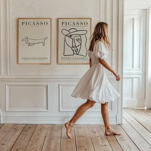 Képfal két időtlen Picasso vonalmotívummal Perfect Pair Picasso Line Art poster wall