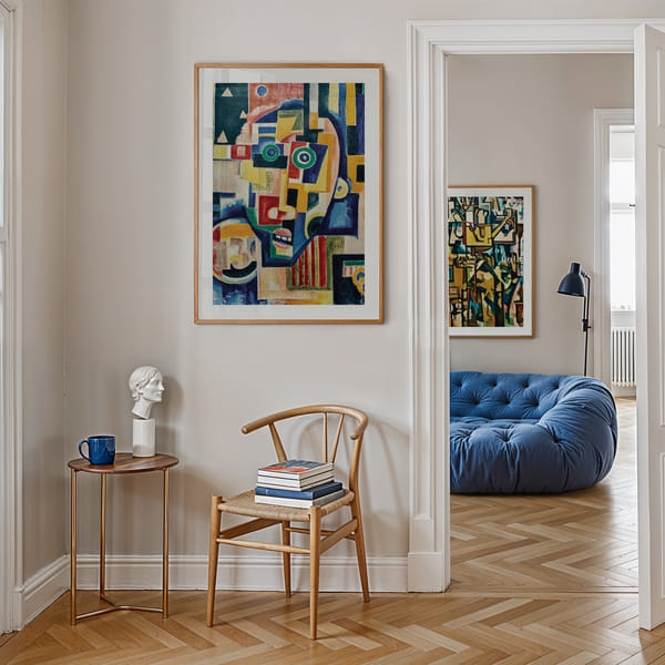 Picture wall with two works of art in vibrant colors and patterns Perfect Pair Amadeo De Souza Cardoso poster wall
