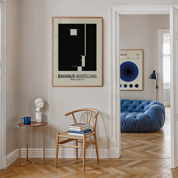 Picture wall with two Bauhaus-inspired artworks Perfect Pair Bauhaus Depths poster wall