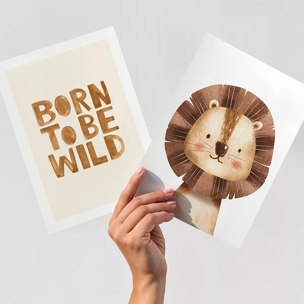 Picture wall with two posters in warm brown tones Perfect Pair Wild Spirit poster wall