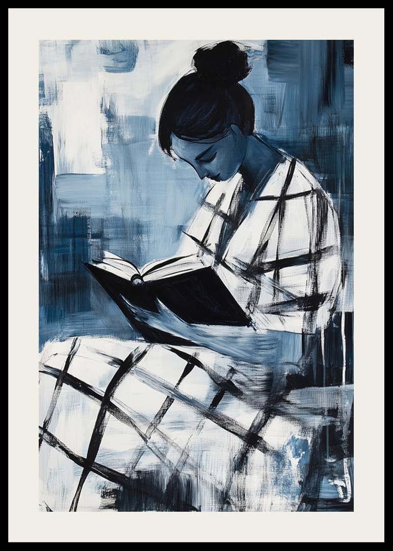 Un momento tranquilo de introspección en tonos azules.-12