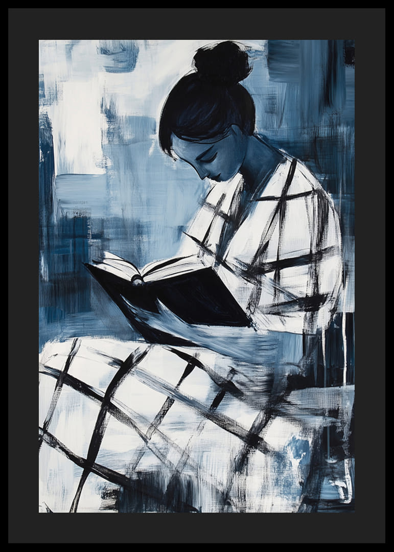 Un momento tranquilo de introspección en tonos azules.-12