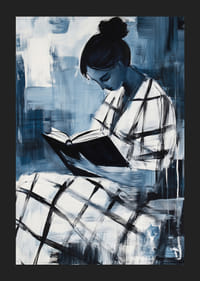 Un momento tranquilo de introspección en tonos azules.-5