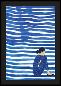 Singur în dungi albastre, găsind pacea în adâncul unui moment de liniște-4