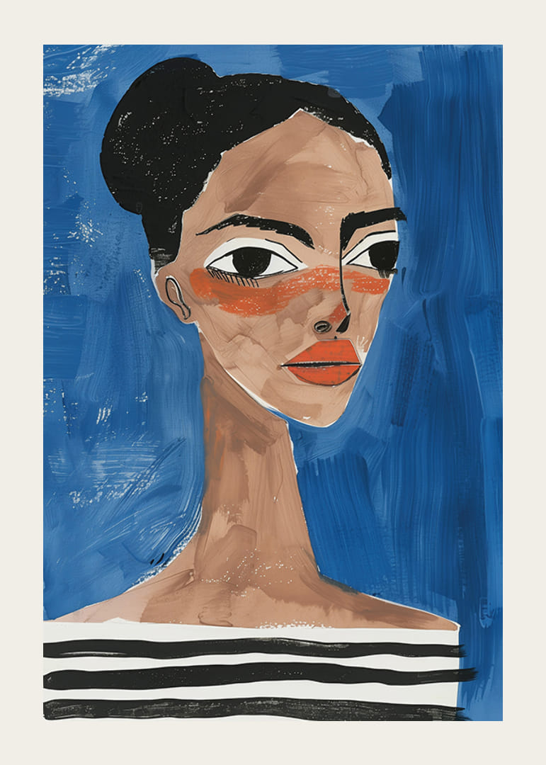 Ett djärvt porträtt med livliga färger och intensiv blick-12