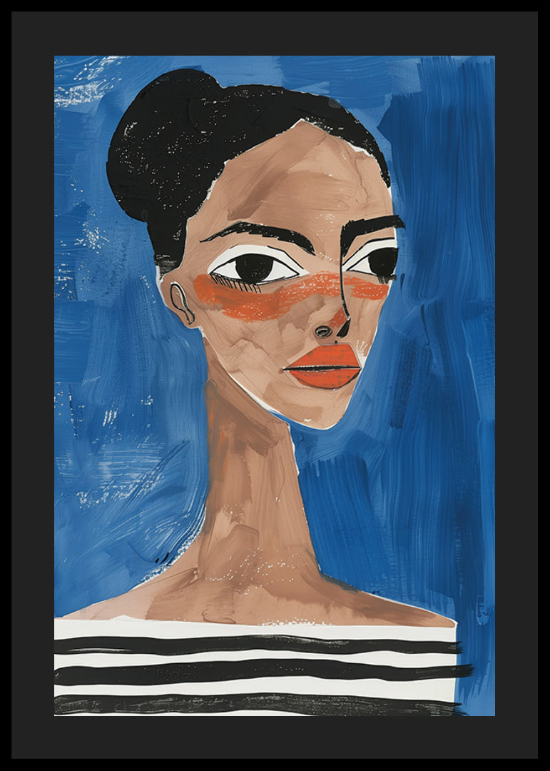 A bold portrait with vibrant colors and an intense gaze-12