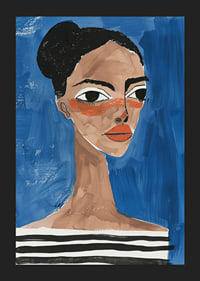 A bold portrait with vibrant colors and an intense gaze-5