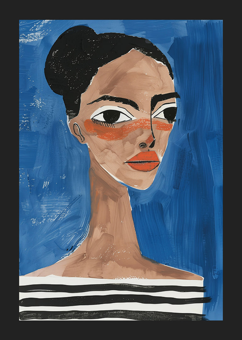 A bold portrait with vibrant colors and an intense gaze-12