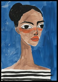 A bold portrait with vibrant colors and an intense gaze-6