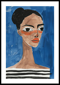 A bold portrait with vibrant colors and an intense gaze-0