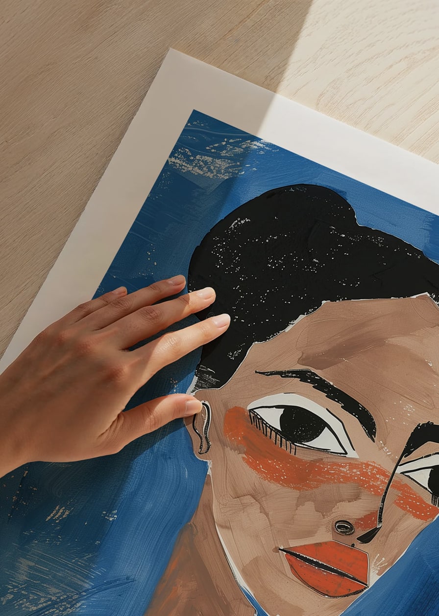 A bold portrait with vibrant colors and an intense gaze-12
