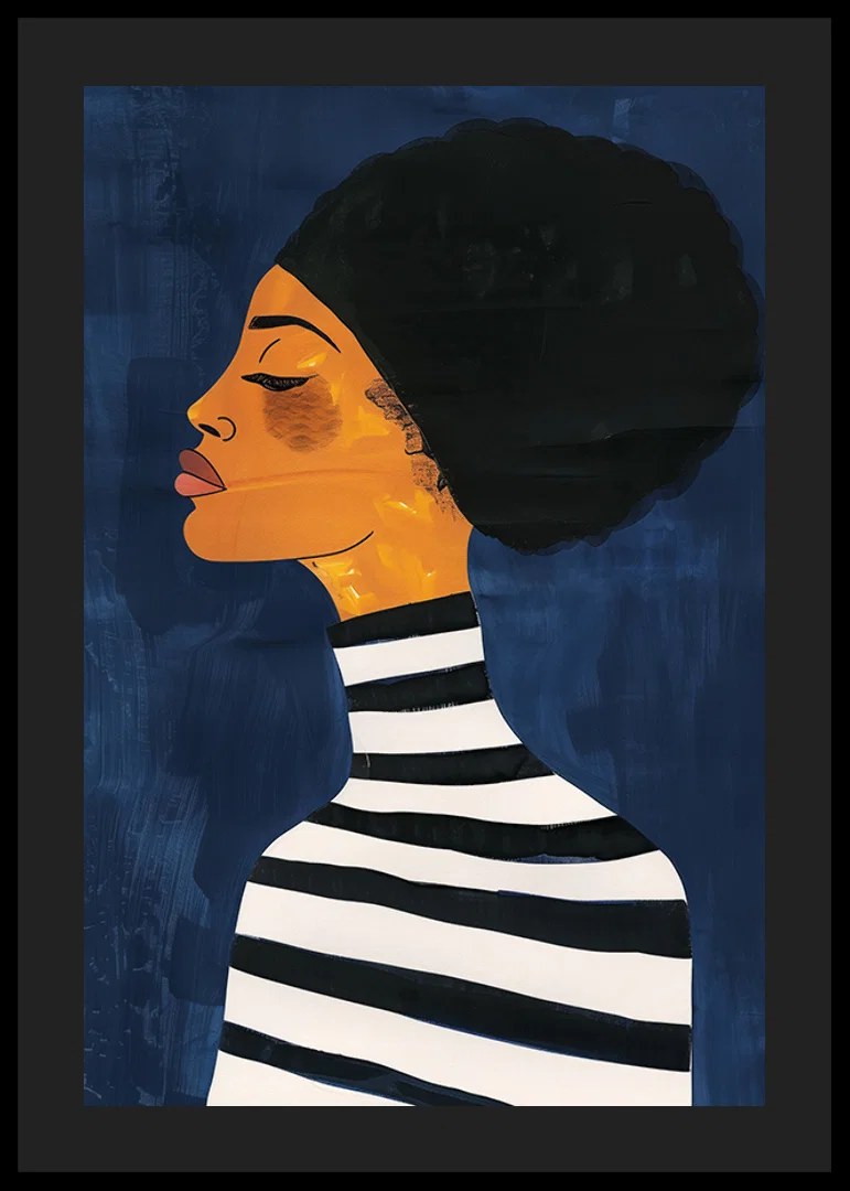 An elegant profile against a deep blue background creates calm and style-12