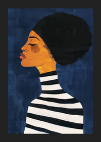 En elegant profil mot en dyp blå bakgrunn skaper ro og stil-5