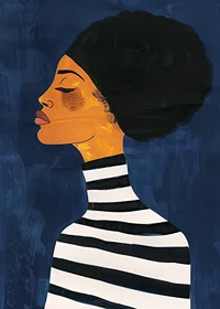 An elegant profile against a deep blue background creates calm and style-7