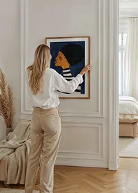 An elegant profile against a deep blue background creates calm and style-8
