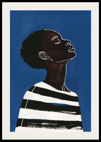 Elegantiškas profilis giliai mėlyname fone sukuria ramybę ir tvirtumą-2