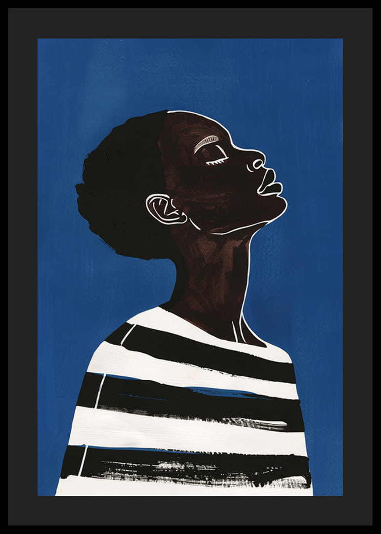 Elegantiškas profilis giliai mėlyname fone sukuria ramybę ir tvirtumą-12