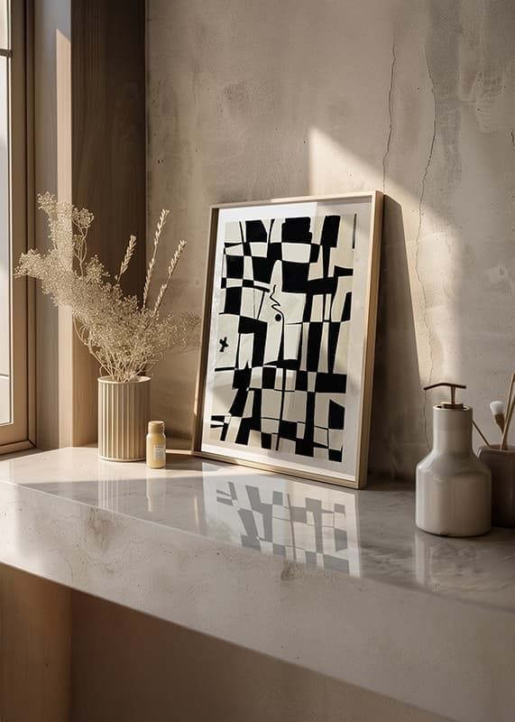 Elegant geometrisk design i sort og hvid giver en moderne følelse-12