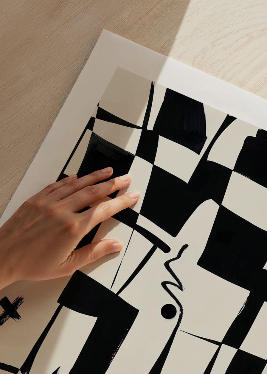 Elegant geometrisk design i sort og hvid giver en moderne følelse-12