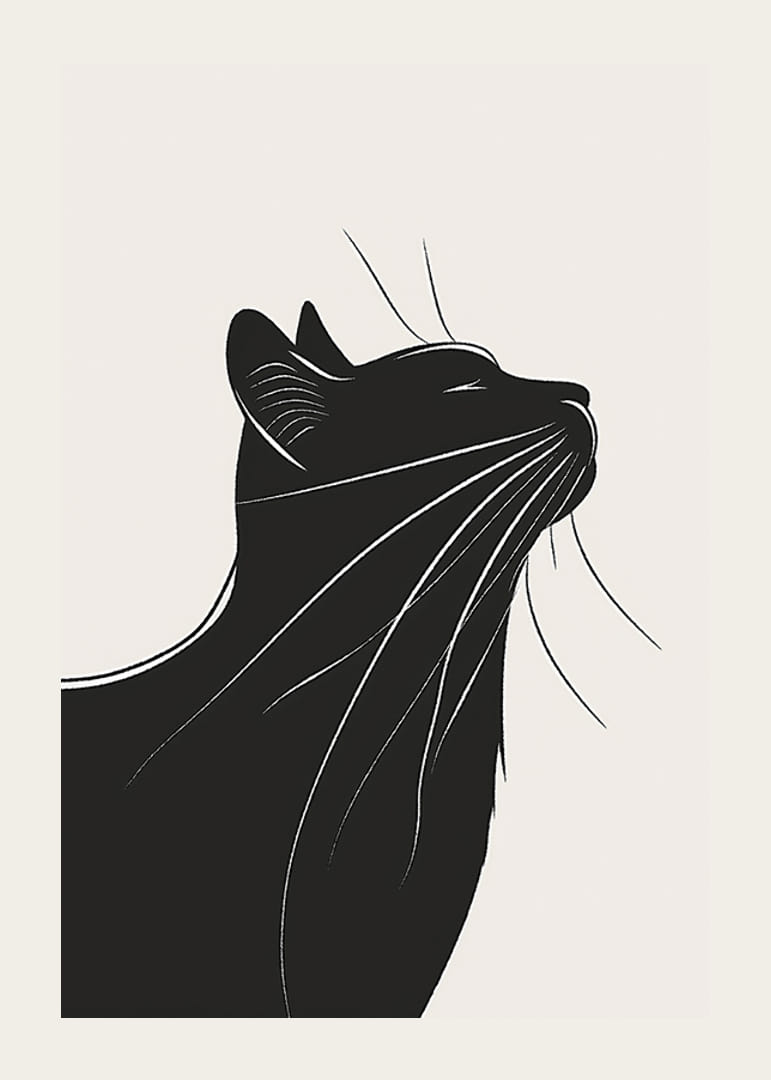 Elegant kattprofil i stilrent svart och vitt motiv-12