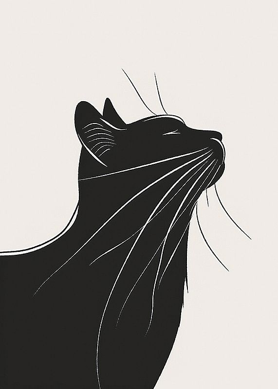 Profil elegant de pisică în motiv elegant alb-negru-12