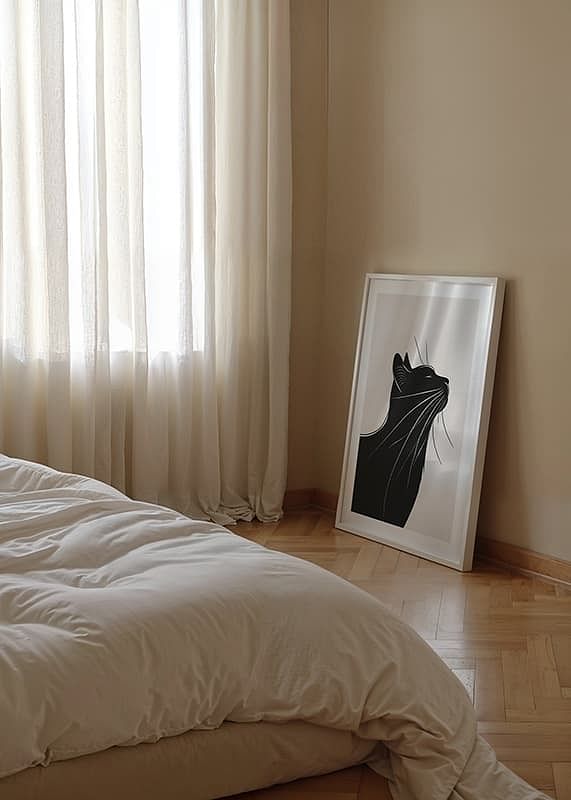 Profil elegant de pisică în motiv elegant alb-negru-12