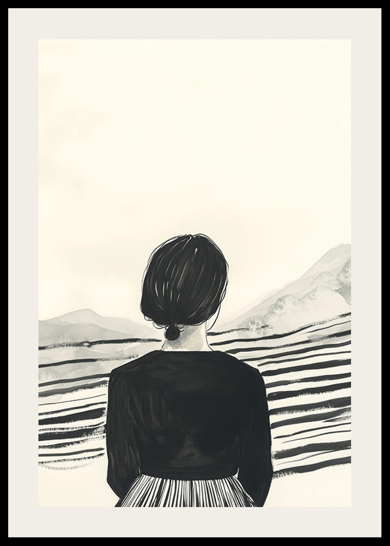 Une femme regarde les montagnes dans une harmonie tranquille-12