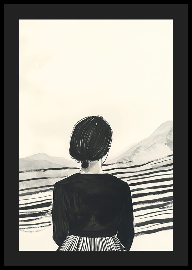 Une femme regarde les montagnes dans une harmonie tranquille-12