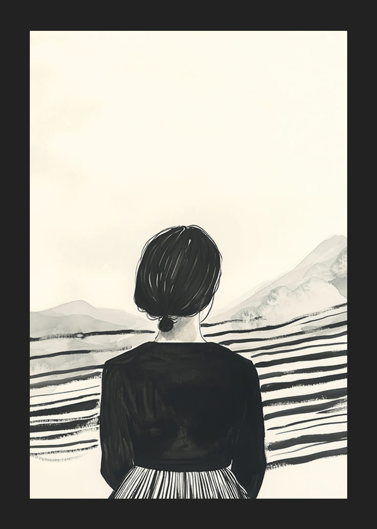 Une femme regarde les montagnes dans une harmonie tranquille-12