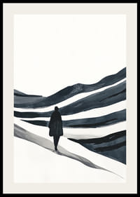 Ein einsamer Wanderer in einer weitläufigen Schneelandschaft-2