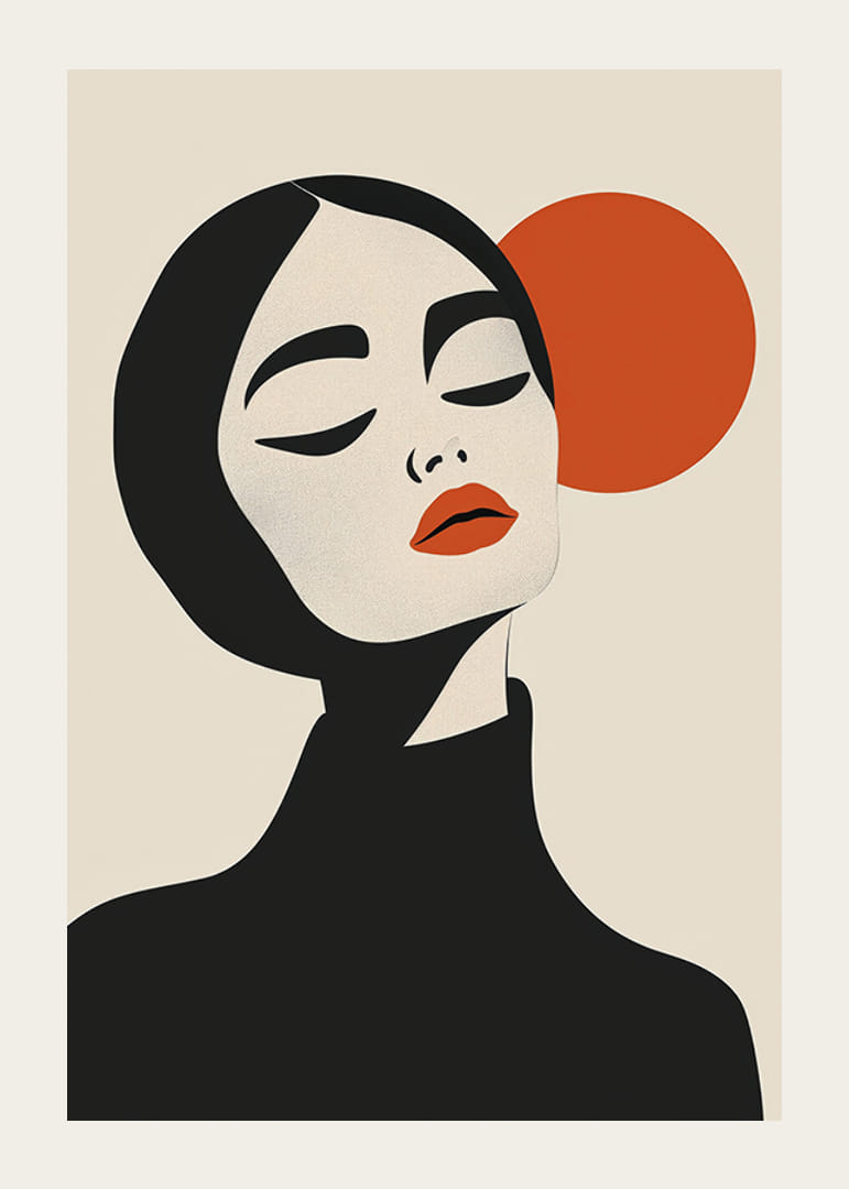 Retrato elegante con líneas atrevidas y colores fascinantes.-12