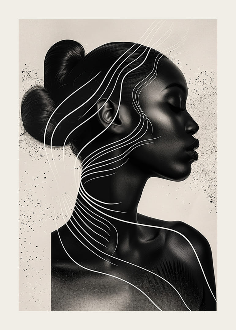 An elegant silhouette surrounded by flowing lines and subtle beauty-12