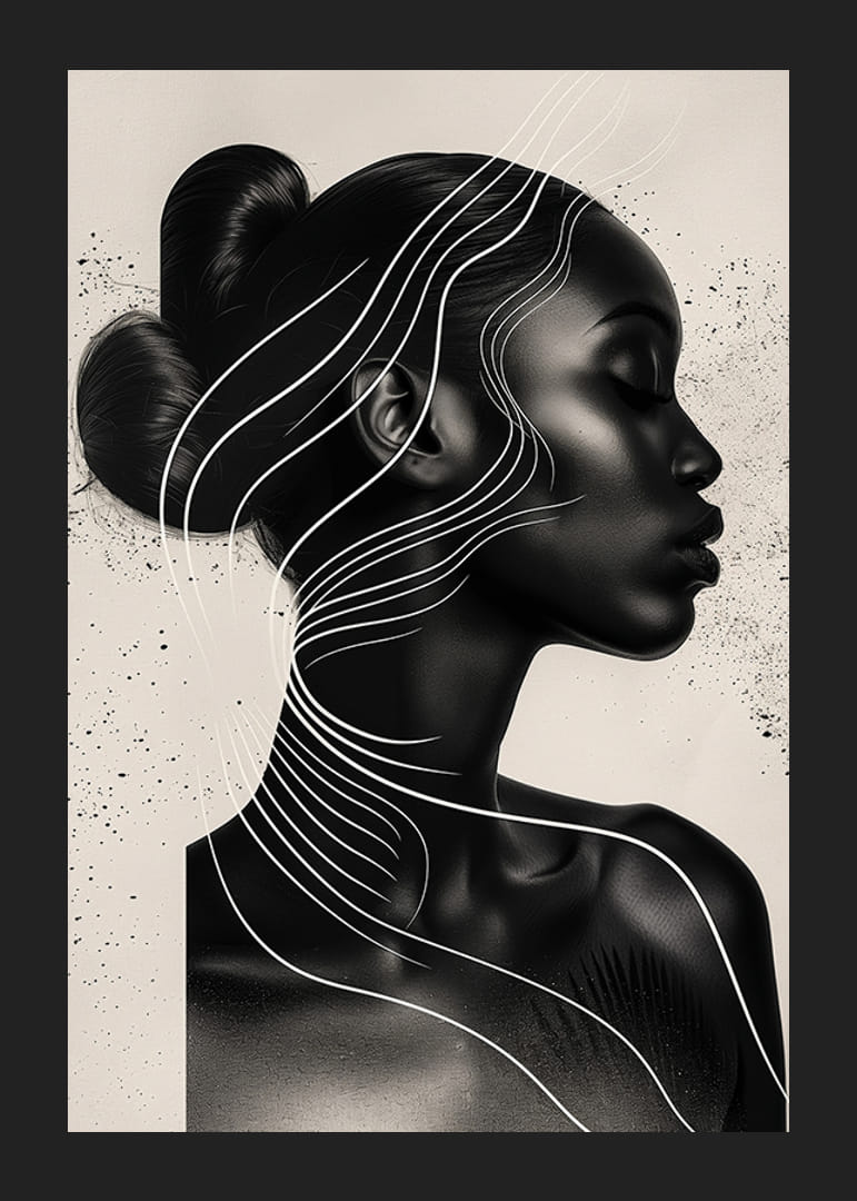 An elegant silhouette surrounded by flowing lines and subtle beauty-12