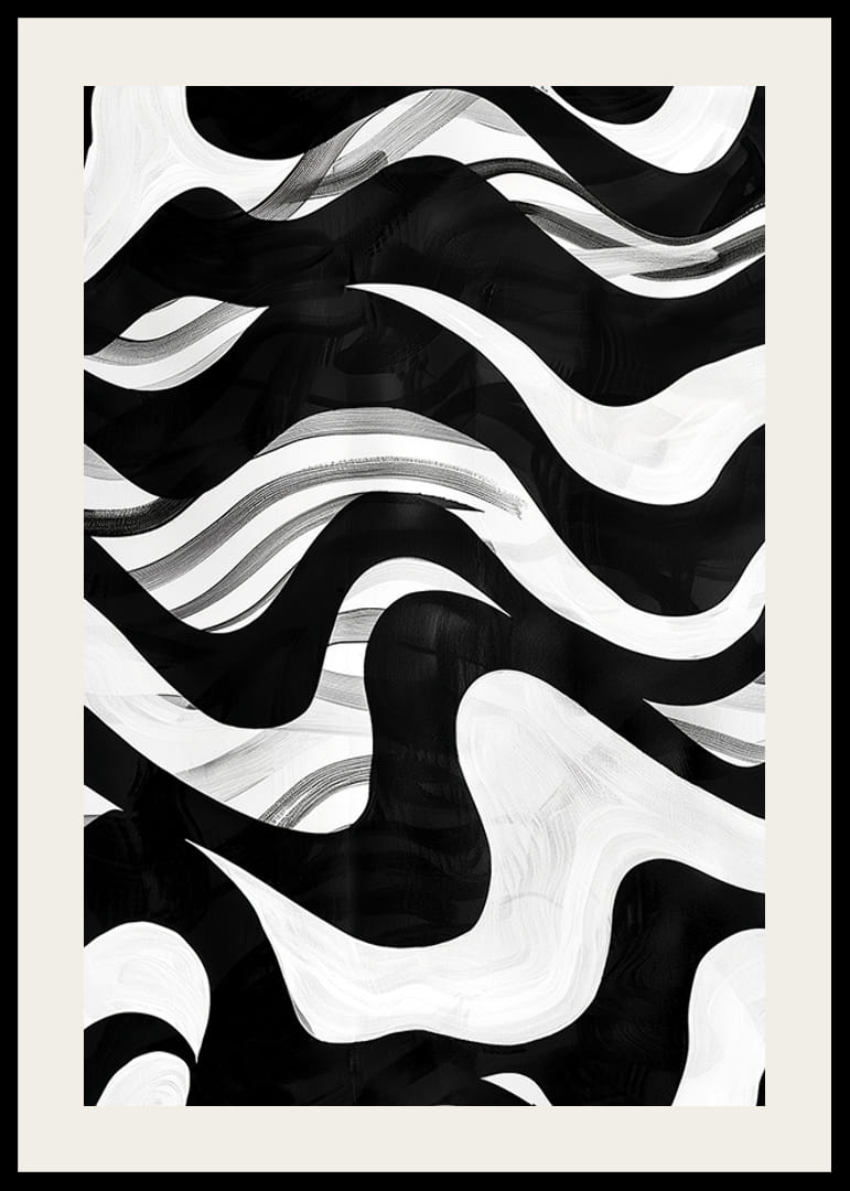 Mustavalkoiset aallot tanssivat kiehtovassa kuviossa-12