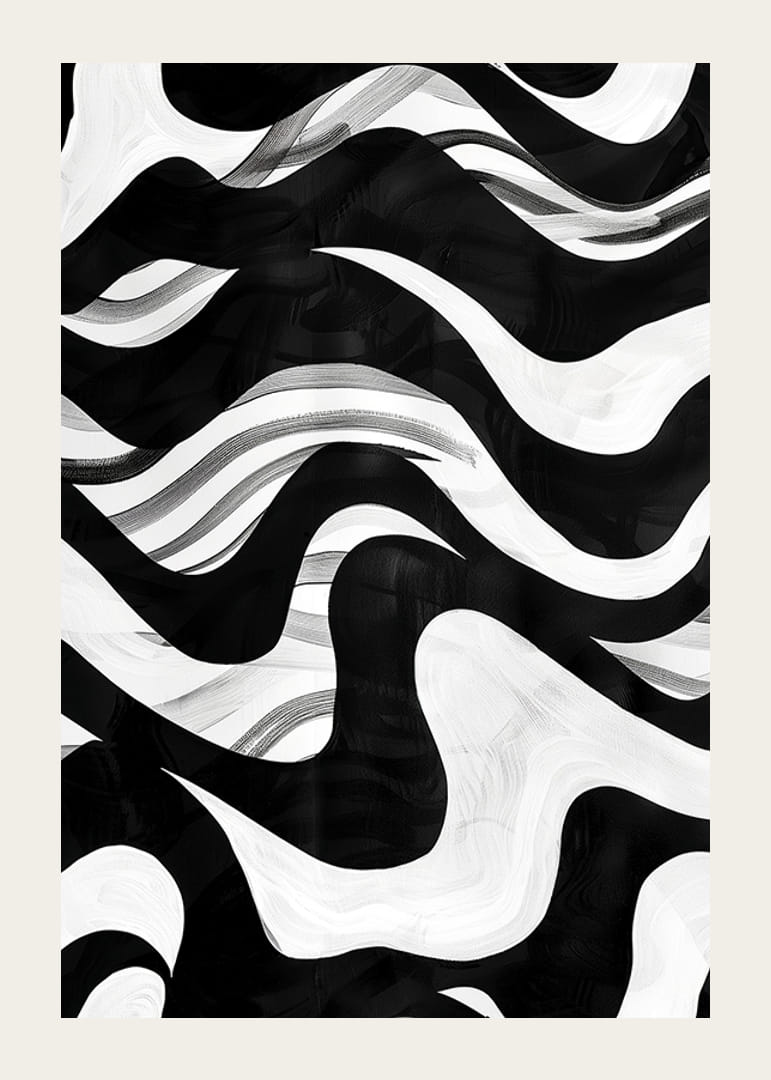 Mustavalkoiset aallot tanssivat kiehtovassa kuviossa-12