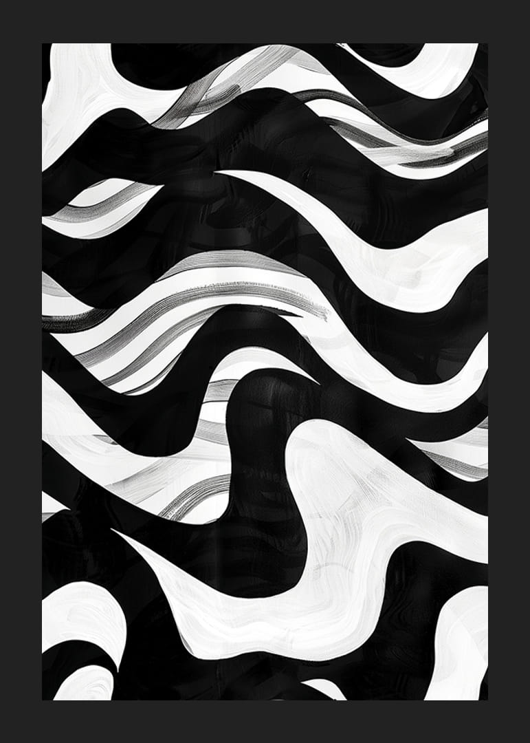 Mustavalkoiset aallot tanssivat kiehtovassa kuviossa-12