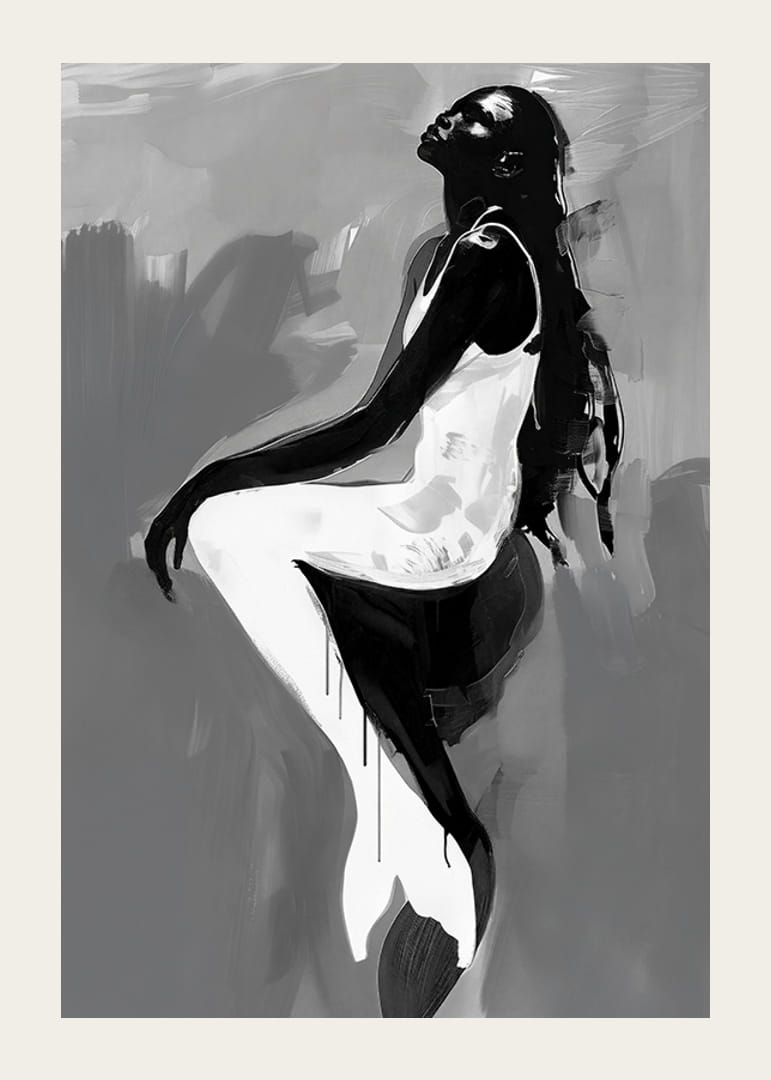 An elegant silhouette against a muted gray background-12