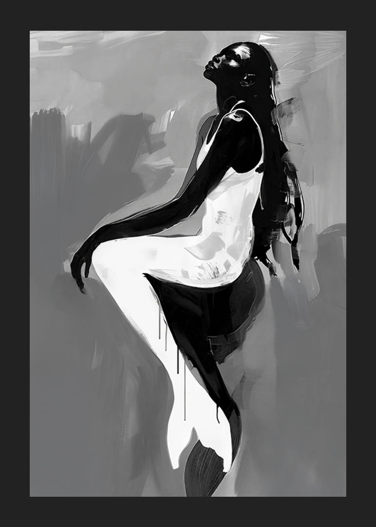 An elegant silhouette against a muted gray background-12