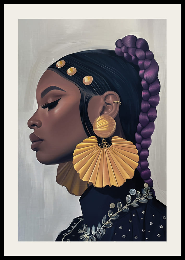 Captivating elegance with large golden earrings in profile-12