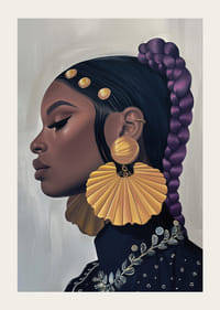 Captivating elegance with large golden earrings in profile-3