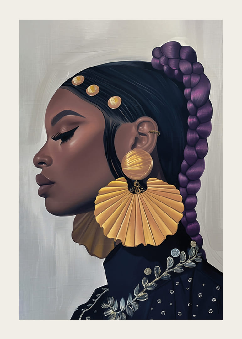 Captivating elegance with large golden earrings in profile-12