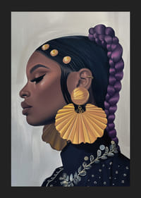 Captivating elegance with large golden earrings in profile-5