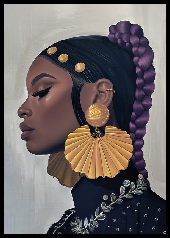 Podmanivá elegancia s veľkými zlatými náušnicami z profilu-12