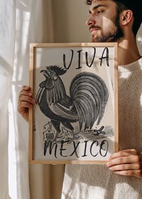 Hrdý kohút s textom 'Viva Mexico' vo vintage štýle-2