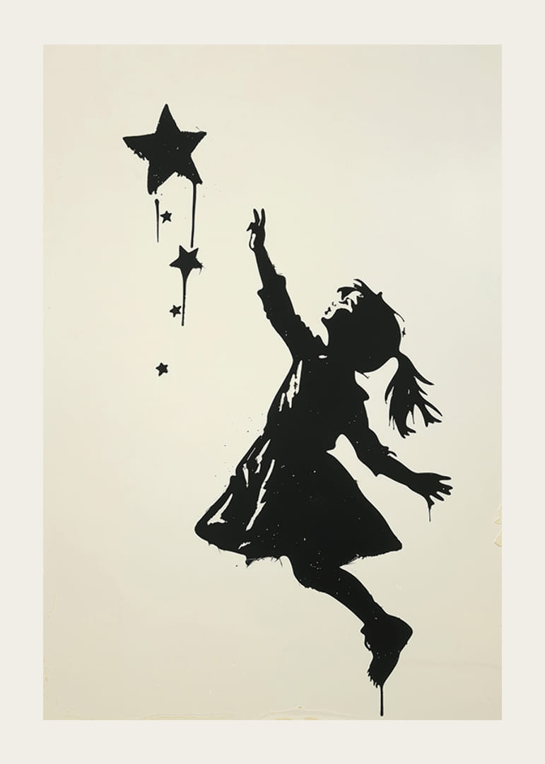 En silhuett av en flicka som sträcker sig mot stjärnorna-12